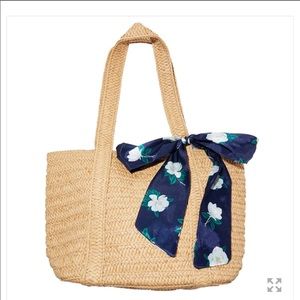 NEW Draper James Straw Bag with Floral Scarf